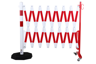 Safety Gate + Bollard with Mobile Footplate, 4 m, Red/White – Certified Road Safety System